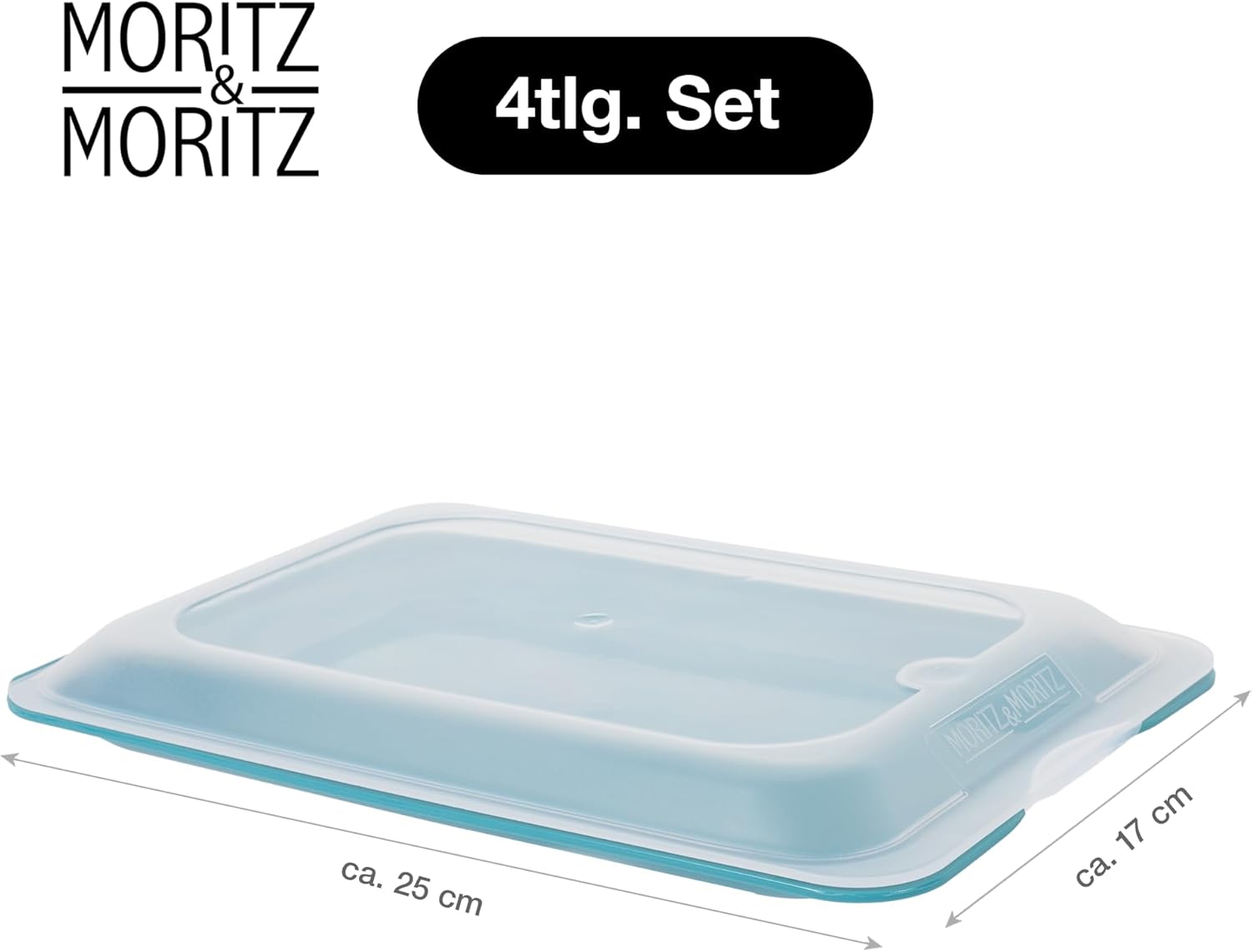 Moritz & Moritz 4er Set Aufschnittbox stapelbar – Frischhaltedosen mit Deckel zur Aufbewahrung von Wurst, Käse, uvm. – inkl. Tafelsticker zum Beschriften – Bild 2