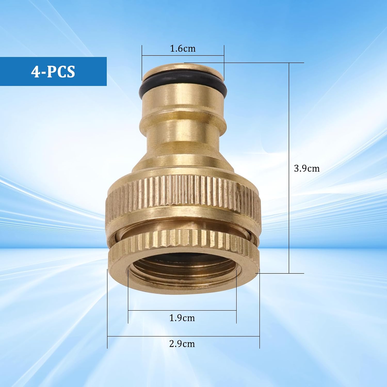 4 Stück Messing Schlauchanschluss 1/2 Zoll und 3/4 Zoll 2-in-1 Anschluss Gartenschlauch Anschluss Adapter Wasserhahn und Garten Schlauch Schlauchverbinder – Bild 2