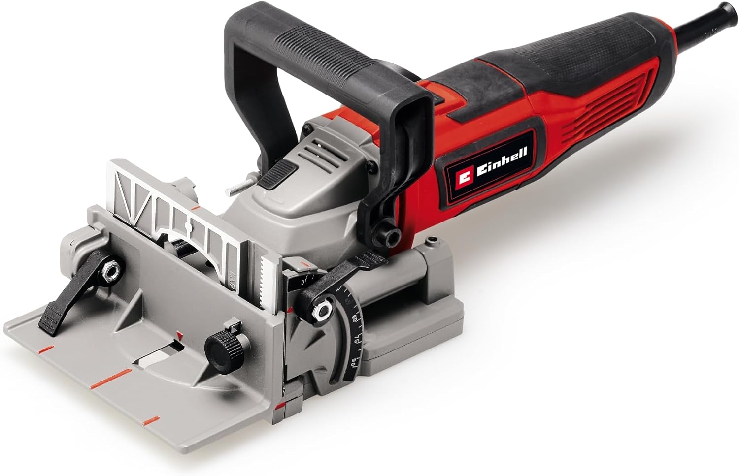 Einhell Flachdübelfräse TE-BJ 900 (900 W, 20 mm Frästiefe, stufenlose Winkel-/Höheneinstellung, 6-stufige Tiefenverstellung, Staubfangsack, inkl. 100 mm Fräsblatt)
