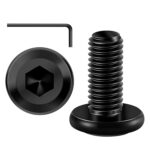 20 Stück M6 x 16 Schrauben, Flachkopfschrauben, Innensechskant Edelstahl A2 V2A Vollgewinde Schwarzes Oxid mit Hex Key