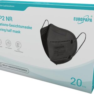 EUROPAPA 20x FFP2 Schwarz Maske Atemschutzmaske 5-Lagen Staubschutzmasken hygienisch einzelverpackt Stelle zertifiziert EN149:2001+A1:2009 Mundschutzmaske EU2016/425