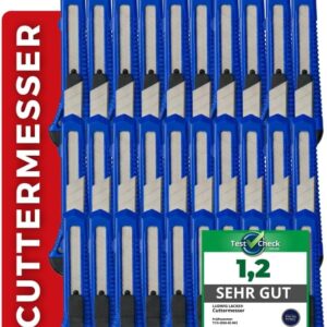 Ludwig Lacke® Cuttermesser Set [100 Stück 18 mm] – Teppichmesser [stabile Klinge 0,5 mm] – Cutter [ergonomisch rutschfest] mit Klingenvorschub Abbrechklinge Profi Messer