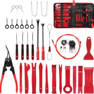 Auto Demontage Werkzeug,43tlg Auto Verkleidung Werkzeug,Enth Kunststoff Auto Hebelwerkzeug+Kfz Zierleistenkeile,für die Entfernung von Auto-Audio,Türverkleidungen (Geeignet für Alle Automodelle)