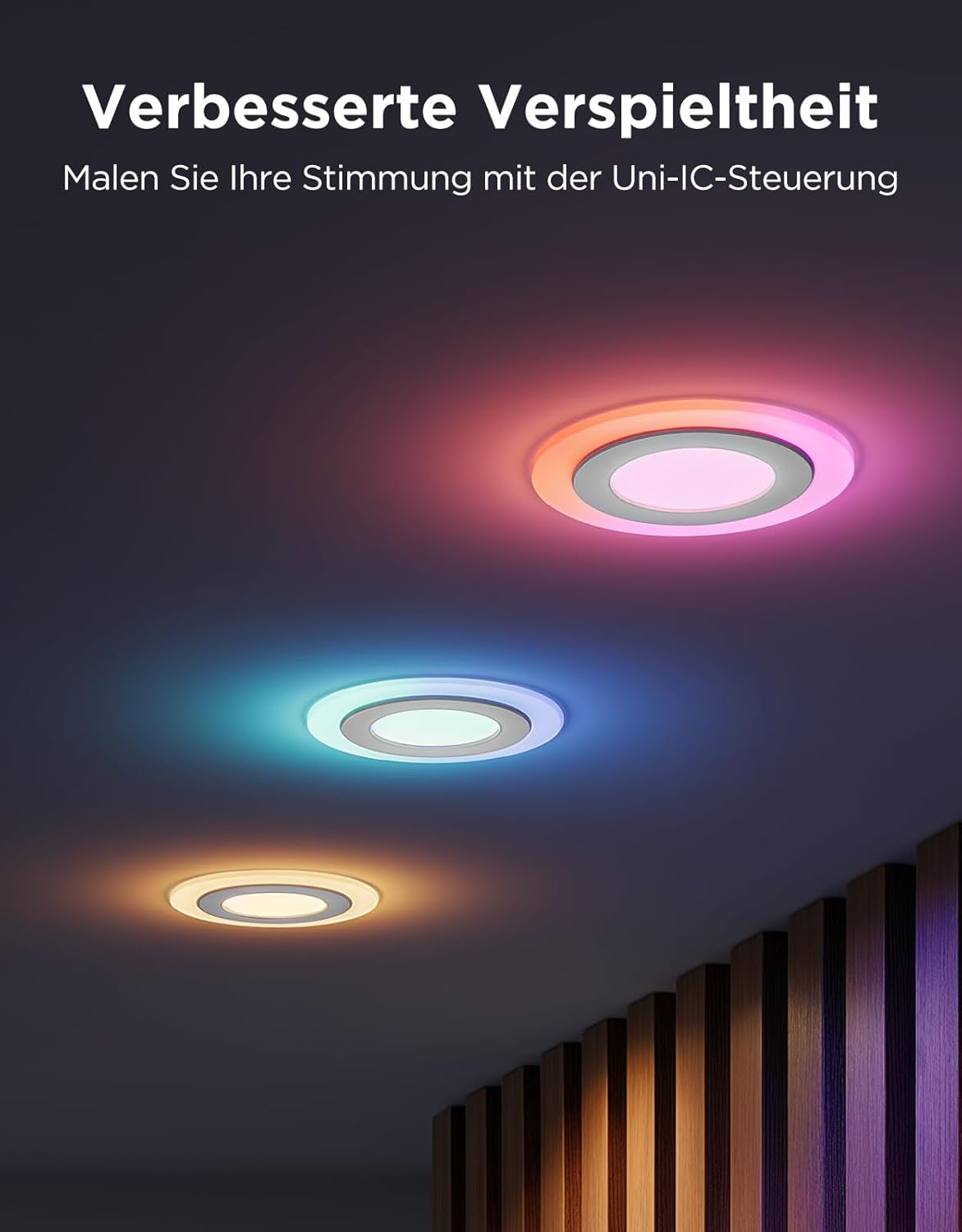 Govee Smart Einbaustrahler LED, RGBWW LED Spot 230V, 900LM, 11.5W Deckenspots Kompatibel mit Matter und Alexa, 2700K-6500K Dimmbare, 99mm Spots Deckenleuchte für Küche Wohnzimmer, 4 Stück – Bild 2