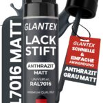 Lackstift Anthrazit Matt RAL 7016 [15ml] – Lackstift Grau Matt – Hohe Deckkraft gegen Kratzer & Steinschläge – für Auto, Terrassendächer, Möbel, Metall u.v.m.