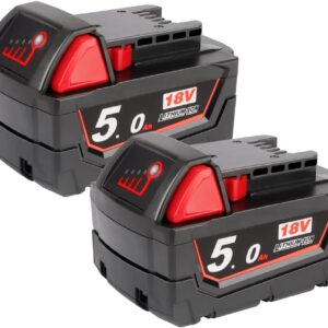 2X Powarobor M18B5 18V 5,0Ah Ersatzakku Kompatibel mit Milwaukee M18 18Volt Akku 48-11-1860