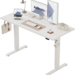 Agilestic Höhenverstellbarer Schreibtisch 120 x 60 cm, Stabiler Schreibtisch Höhenverstellbar Elektrisch mit Memory-Handsteuerung, Ergonomischer Steh-Sitz Tisch Computertisch, Weiß