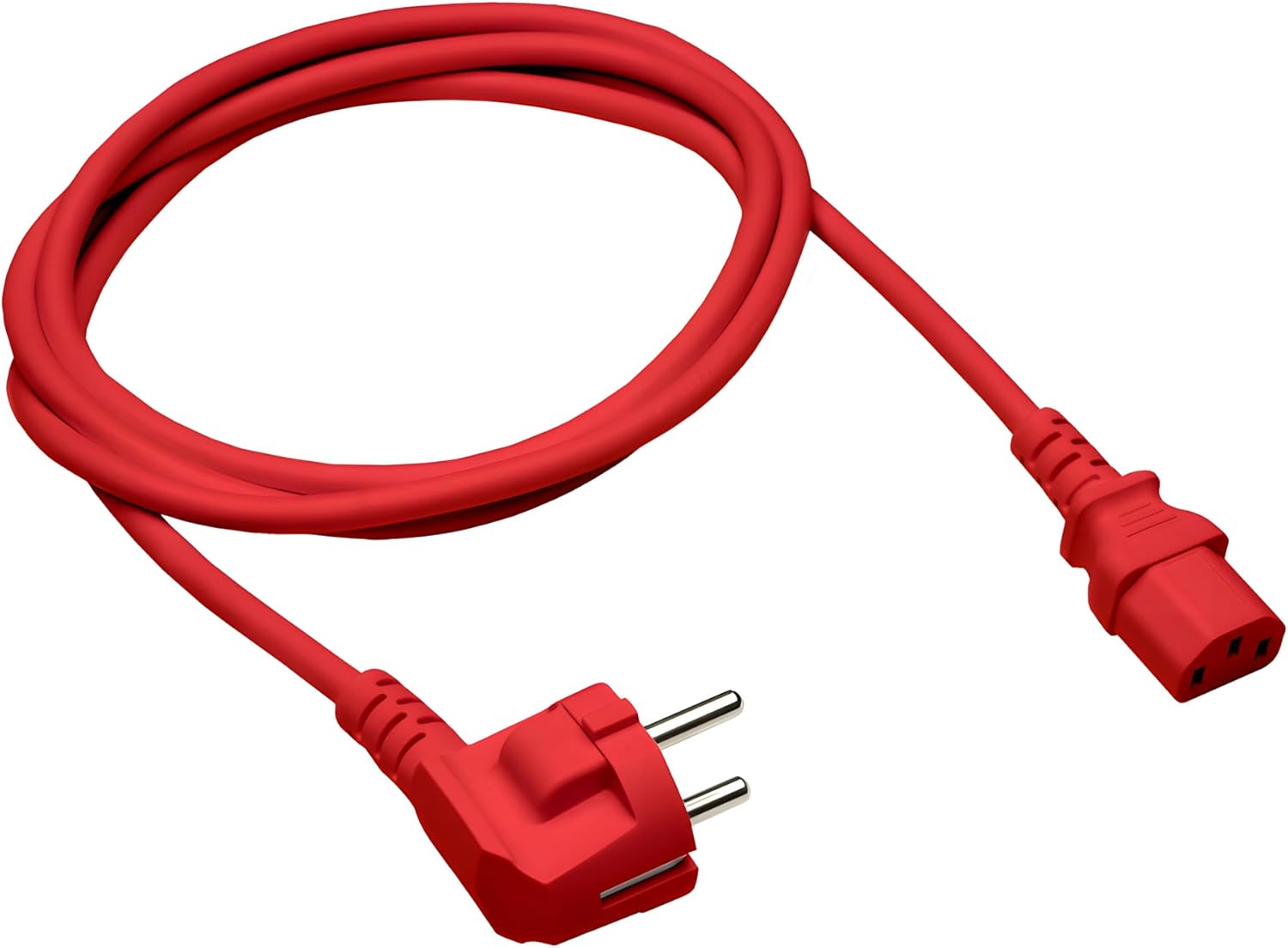 DINIC Stromkabel Netzkabel CEE 7/7 Schutzkontaktstecker auf C13, VDE, (1,80m, rot) – Bild 4