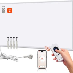 Infrarotheizung 1000 Watt mit Smart Steuerung, Energiesparende Infrarot Wandheizung - Elektroheizung mit Uberhitzungsschutz - WLAN App-Steuerung mit Fernbedienung - TÜV