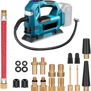 Akku-Kompressor Kompatibel für Makita 18V Akku, fahrradpumpe, LED,Unterspannungsschutz,Überlastungsschutz, Tragbare Luftpumpe für Auto, Motorrad, Fahrrad, Bälle (ohne Akku)