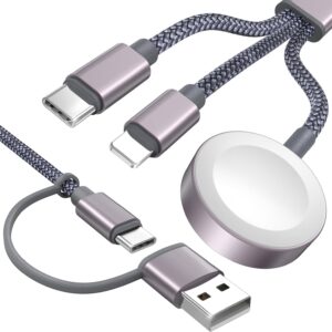 3 in 2 Ladekabel für Apple Watch USB C Kabel Multi Charger Cable Kompatibel mit iWatch Ultra/SE/11/10/9/8/7/6/5/4/3/2/1 iPhone 17-11/Galaxy S23-1.25M für Camping Travel Outdoor, für flugzeug gadgets