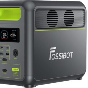 FOSSiBOT Tragbare Powerstation F1200, 1024Wh LiFePO4 Solargenerator mit 2 1200W AC (Spitze 2400W), 100W Typ-C, 0-100% Akku in 45 Min Power Station, für Camping, Wohnmobil, RV, Reisen