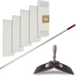 Bodenwischer Set Moppstange Aluminium mit Rändelhandgriff + Klapphalter & 5x Microfasermopp Bezug 50cm - Wischbezug Microfaser - Wischer Bodenreinigung - Wischmopp mit Stiel