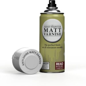 The Army Painter, Colour Primer Matt Varnish, 400 ml Grundierung Spray, Acryllack Spray für Fantasy Modellbau Wargames Tabletop Figuren, Warhammer & Dnd Miniatures