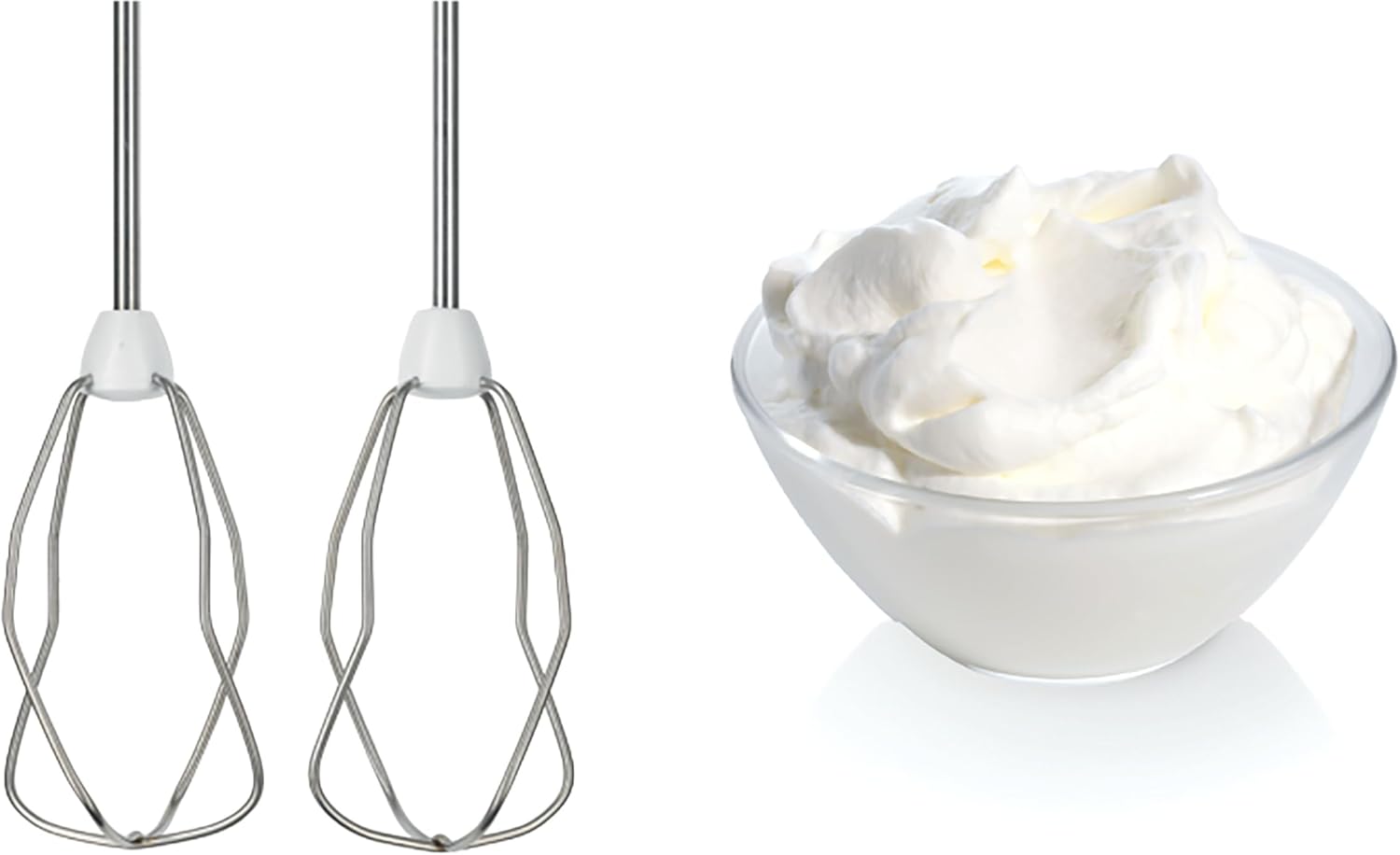 Bosch Handrührer MFQ3540, Handrührgerät, 2 Rührbesen, 2 Edelstahl-Knethaken, spülmaschinengeeignet, 5 Stufen, Pürierstab, Mixbecher, 450 W, weiß – Bild 2