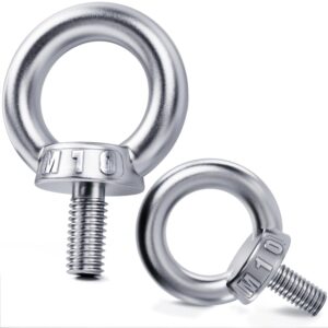 Ringschraube M10, 6 Stück Ösenschrauben, 304 Edelstahl Augenschraube, Ringschraube mit Gewinde, Ringschraube Edelstahl für Befestigungstechnik und Verschiedene Technische Hebevorrichtungen