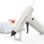 Tilswall Kabellose Heißklebepistole Akku (2000mAh) mit 20 Premium-Klebesticks – Ideal für Heimwerkerarbeiten & Reparaturen, Weiß
