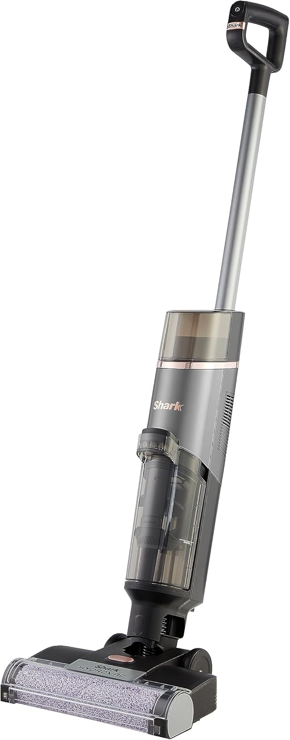 Shark HydroVac Kabelloser Nass Trockensauger mit antimikrobieller Bürstenrolle, Mehrzwecklösung geruchsneutralisierend, selbstreinigender Bodenreiniger, saugt & wischt, Grau WD210EU