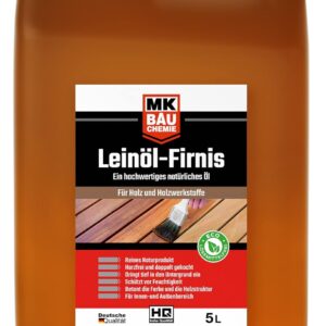 Leinöl-Firnis - Doppelt gekochtes Holzöl als natürlicher Holzschutz für Möbel - Wasserabweisend, 5 Liter