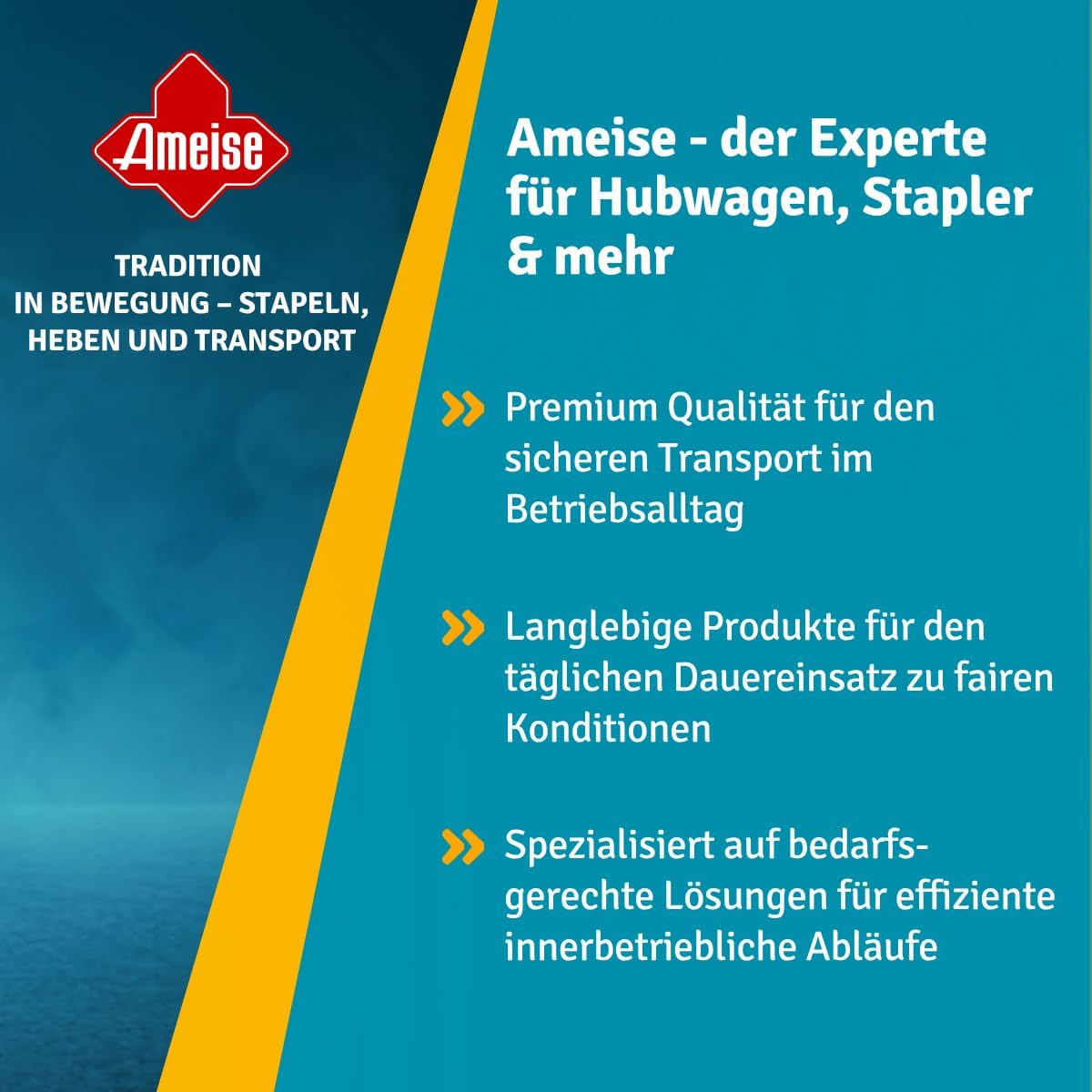 Ameise Hydraulik-Stapler PSM | 1.000 kg Tragkraft | 2.500 mm Hubhöhe | 1.100 mm Gabellänge | 2-Fach-Teleskop-Hubgerüst | Hochleistungs-Hydraulikpumpe | Hochhubwagen manuell | Stahl |Türkisblau – Bild 3