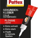 Pattex Sekundenkleber Flüssig, spülmaschinenfester Superkleber für viele Sofortreparaturen, schnelltrocknender farbloser Flüssigkleber, 1 x 10g