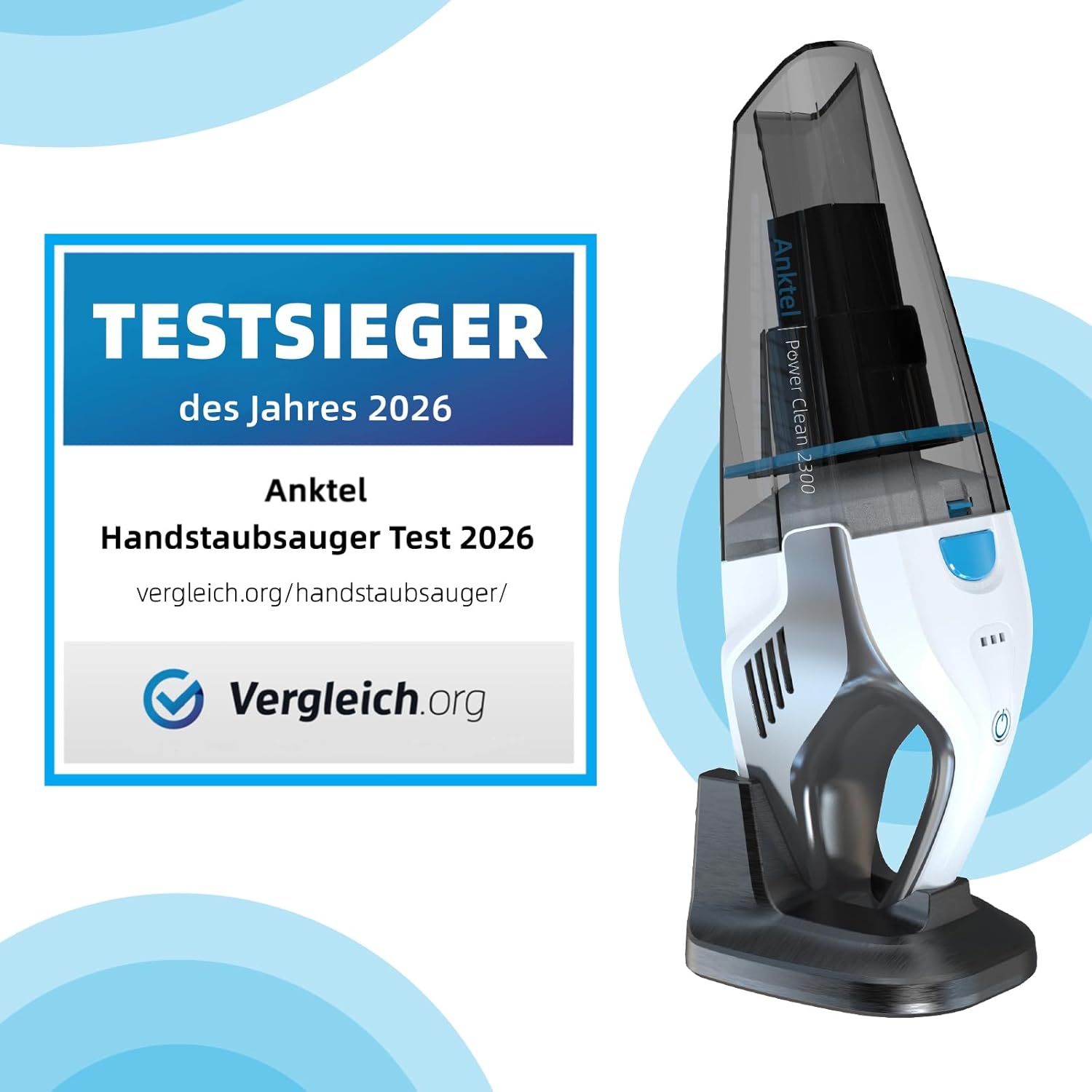 Handstaubsauger Testsieger mit Ladestation -PowerClean2300- Handstaubsauger Akku Kabellos Nass&Trocken mit Waschbar HEPA-Filter Handsauger Beutellos Staubsauger Ersatzfilter – Bild 2