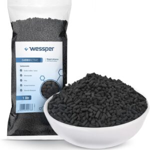Wessper 1 Liter Aktivkohle Pellets 3 mm mit Hoher Adsorptionsfähigkeit | Kohle für die Filterung in Aquarien oder Teichfiltern | Hochreines Granulat für Luftreinigung, zur Wasseraufbereitung