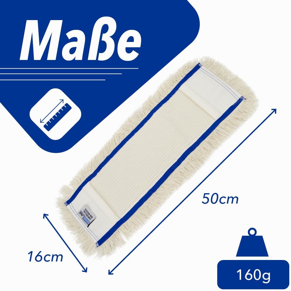 Baumwollmopp Wischbezug 50cm, weiß - Ersatzbezug für Bodenwischer - Wischmopp Bezug für alle gängigen Klapphalter - hohe Schmutzaufnahme - Trocken & Nass Reinigung (10x) – Bild 3