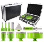 Diamant Fliesenbohrer Set 6/8/10/25/35/50/68/110MM 11 Stücke Diamant Lochsäge mit 20mm and 50mm Fingerfräser ein Adapter für Porzellan Fliese Granit Marmor Trockenbohren