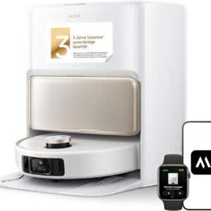 Mova V50 Ultra Complete Saugroboter mit Wischfunktion 24.000 Pa, 6cm Hindernisüberwindung, Liftable Navigation+RGB AI+LED, 80℃ Heißwasserwäsche & 63℃ Selbsttrocknung, DuoSolution System, Tricut Bürste