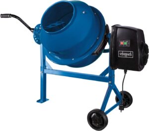 scheppach Betonmischer MIX63 (220 W, Fassungsvermögen 63 L, Drehzahl 27,5 min-1, langlebig und robust, Kompakt und leicht zu transportieren, 230 V)