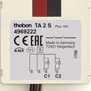 Theben 4969222 TA 2 S KNX - w2-Fach Tasterschnittstelle mit 4-poligem Kabelanschluss
