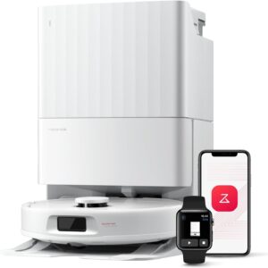 roborock Qrevo Serie Saugroboter mit Wischfunktion&Hebarem Wischmopp, 8000Pa Saugkraft(verbessert von Qrevo S), Anti-Verfilzungs-Seitenbürste, Hindernisvermeidung, All-in-One Dock, Weiß(QV 35A)