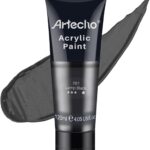 Artecho Acrylfarbe Schwarz 120 ml, Wasserfest und Lichtecht, Schnell Trocknend, Acrylfarbe für Leinwand, Holz, Stoff, Handwerk, Leder und Stein.