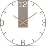 Cander Berlin BIONA XXL Wanduhr lautlos 50 cm Metall Holzzeiger ohne Tickgeräusche groß modern warmgrau Wohnzimmer Küche Vintage