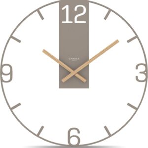 Cander Berlin BIONA XXL Wanduhr lautlos 50 cm Metall Holzzeiger ohne Tickgeräusche groß modern warmgrau Wohnzimmer Küche Vintage