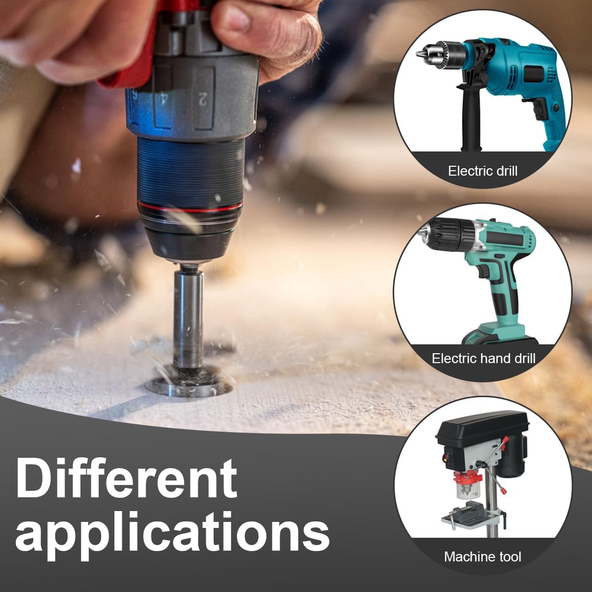 Flintronic Professional ForstnerBohrer, 12 Stück Forstner Bit, Cutter mit Rundschaft, Bohrer für Holz, Zubehör Bohrmaschine für Holzbearbeitung(10,12,15,18,20,22,25,26,28,30,32,35mm) – Bild 5