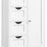 VASAGLE Badezimmerschrank, schmaler Badschrank, Beistellschrank, Kommode, mit 4 Schubladen, Schranktür, verstellbare Ablage, 30 x 55 x 82 cm, weiß LHC41W