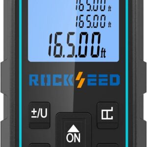 Laser Entfernungsmesser 50 m, RockSeed Tragbarer Laser Entfernungsmesser, Digitale Entfernungsmessung mit 2 Wasserwaagen, Laser Entfernungsmesser mit 5-Einheiten-Umrechnung