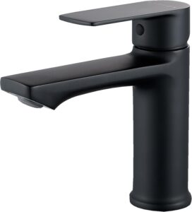 BELZ Wasserhahn Bad, Einhebel-badarmatur, Armatur Badezimmer, Mischbatterie Bad, Höhe 96 mm, Energiesparend Waschbeckenarmatur Einhebelmischer für Badezimmer, Matt Schwarz