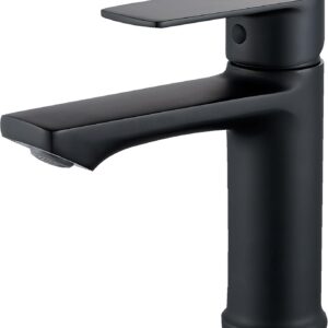 BELZ Wasserhahn Bad, Einhebel-badarmatur, Armatur Badezimmer, Mischbatterie Bad, Höhe 96 mm, Energiesparend Waschbeckenarmatur Einhebelmischer für Badezimmer, Matt Schwarz