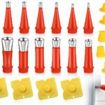 24 Stück Edelstahl Dichtungsdüse, Einteiliger Edelstahldüsen zum Verstemmen, Enthalten 14 Stück Dichtmittel Abdichten Düsen, 6 Stück Base und 4 Stück Schaber