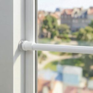 2 Stücks Gardinenstange ohne Bohren Klemmstange Gardinenstange Ausziehbar, mit Saugnäpfen und Schrauben, für Fenster Gardine, 30-45cm(Durchmesser 7.6/10mm) Weiß