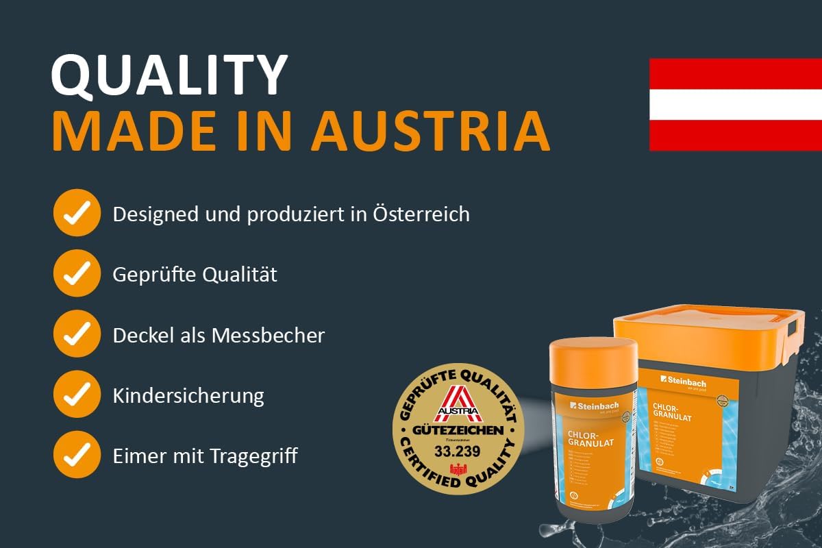 Steinbach Poolpflege Chlorgranulat - 0751205TV00-5 kg - Schnelllöslich - Effektiv - Neutralisierend - auch für Erstdosierung und Schockbehandlung geeignet – Bild 5