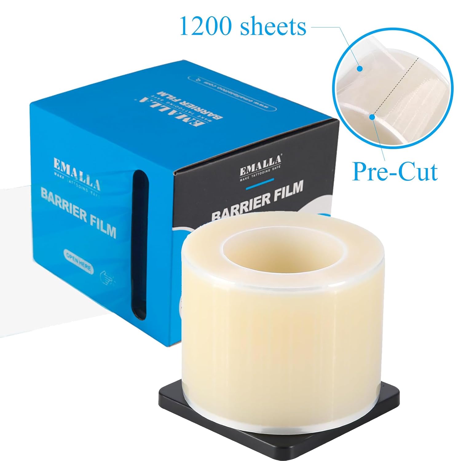 EMALLA Barrierefolie 1200 Blatt Selbstklebende Schutzfolie Tattoo Maschine Folie Staubdicht Klebeband für Tattoo Zubehör Zahnpflege(Weiß) – Bild 3