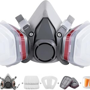 Atemschutzmaske,Wiederverwendbare Vollmaske,Gasmaske mit Filter Staubmasken Atemschutz Feinstaub Atemschutzmaske Lackierer 10 Filtrierbare Wattepads,Wiederverwendbare Vollmaske für Farbspritz