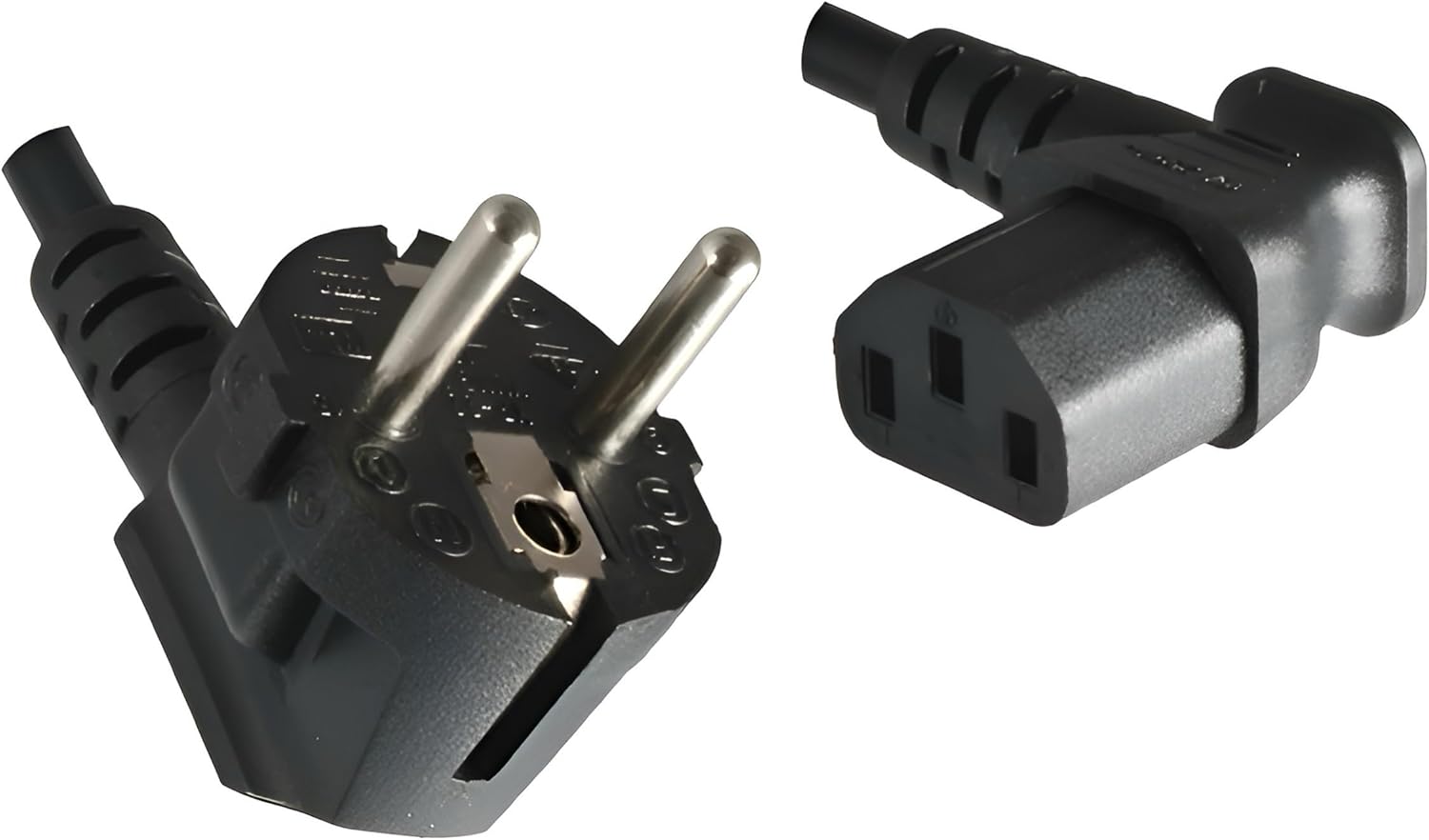 DINIC Stromkabel, Netzkabel CEE 7/7 auf C13 90 Grad abgewinkelt, 3-polig, VDE (1,80m, rechts gewinkelt, schwarz) – Bild 4