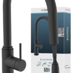 SCHÜTTE 79566 Blackpool Küchenarmatur mit ausziehbarer Geschirrbrause, 360 Grad Wasserhahn für die Küche, Mischbatterie mit Einhebelmischer, Spültischarmatur mit Brause ausziehbar in Schwarz