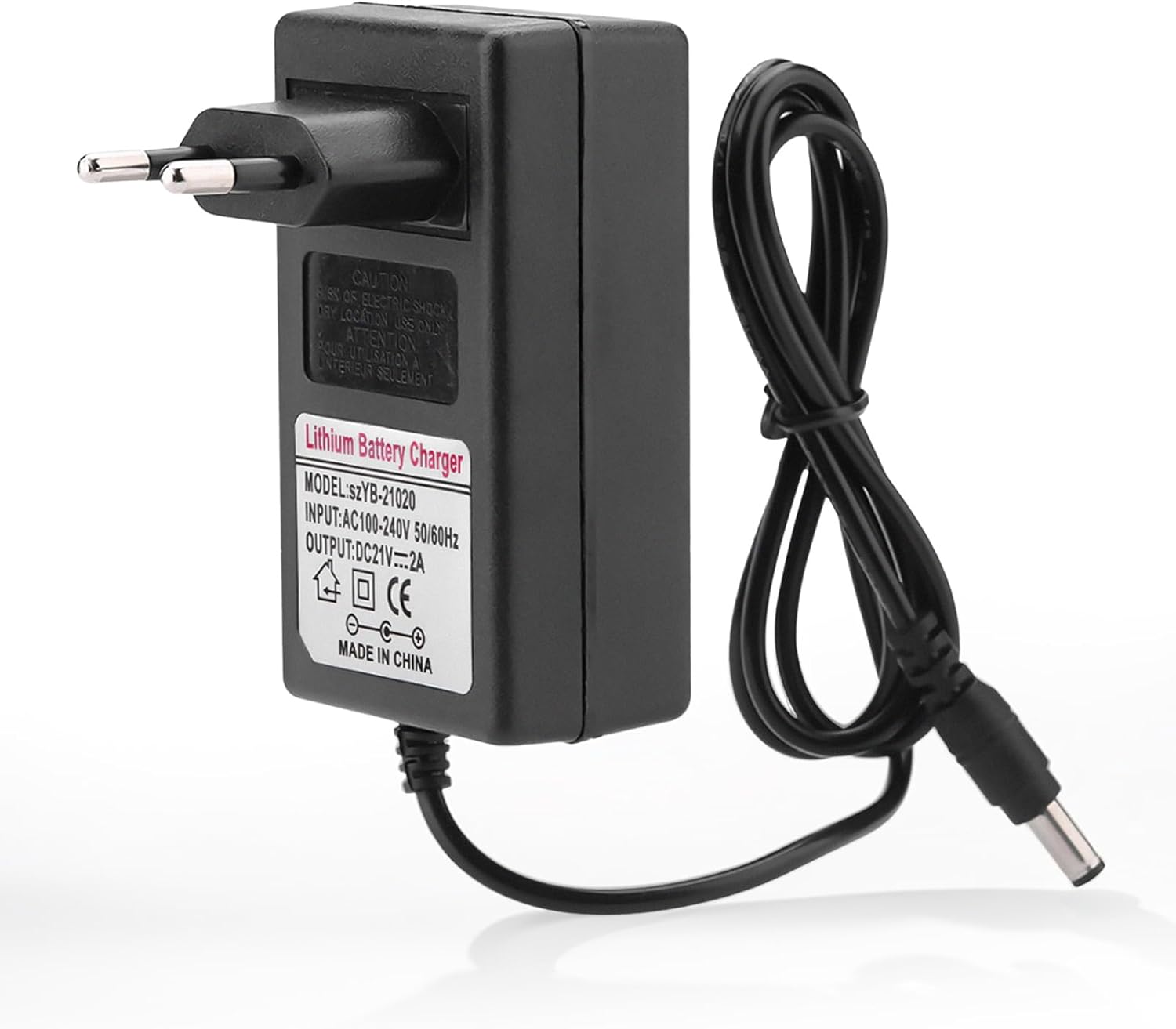 Lithium-IonenNetzteil, Wechselstrom 100-240 V DC 21 V 2A Ersatzladegerät Netzteil, professionelles Adapter-Ladegerät, Mehrfachschutz(EU)