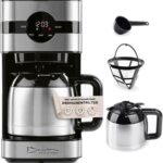 Barista Filterkaffeemaschine mit Thermokanne | 24h Timer & Permanentfilter | Für 8 Tassen Kaffee | Kaffeemaschine für Pulver [Edelstahl]